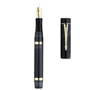 FACDEM Resin Fountain Pen No. 6 Nib Fine Size 0.5mm with Converter Germany Imported Golden Clip Beautiful Writing Pen(Black,Only One Pen)