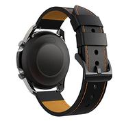 FACDEM Watchband For Samsung Galaxy Watch4 40 44mm Original 20mm Genuine Leather Strap Wristband Sport Bracelet Watch 4 Classic 42 46mm (Color : Black orange line, Size : 20mm Universal)