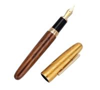 FACDEM Wood Fountain Pen With Iron Cow Relief Carving Stationery Office Business Writing Calligraphy Pens For Men's Gift(C,M 0.7mm)