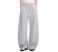 FACDIBY Womens Barrel Sweatpants Fleece Lined Wide Leg Sweat Pants Cotton Elastic Waisted Trousers with Pockets, Grey, S