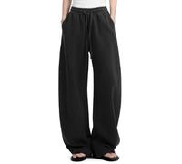 FACDIBY Womens Barrel Sweatpants Fleece Lined Wide Leg Sweat Pants Cotton Elastic Waisted Trousers with Pockets, Black, M