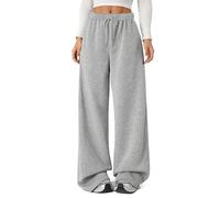 FACDIBY Women's Fleece Wide Leg Sweatpants Winter Warm Thermal Straight Leg Sweat Pants with Pockets, Grey, M