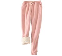 FACDIBY Women's Sweatpants Sherpa Lined Winter Warm Athletic Jogger Fleece Pants, 01-pink, XL