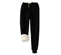 FACDIBY Women's Sweatpants Sherpa Lined Winter Warm Athletic Jogger Fleece Pants - Black - Medium