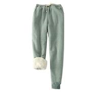 FACDIBY Women's Sweatpants Sherpa Lined Winter Warm Athletic Jogger Fleece Pants - green - Large