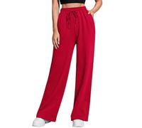FACDIBY Womens Wide Leg Jogging Bottoms Elastic High Waist Drawstring Loose Pants with Pockets, Getaway Solids, L