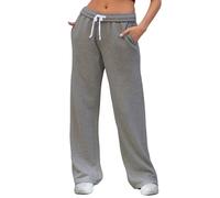 FACDIBY Women's Wide Leg Sweatpants High Waisted Baggy Interior Drawstring Sweatpants Straight Leg Sweat Pants, Dark Grey, XS