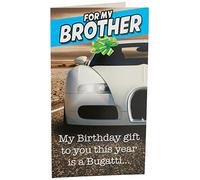 Face Ache Brother Birthday Card, Funny Brother Birthday Card, Happy Birthday Brother Card for Him, Bugatti, Brother, Greetings Card, 130x235mm, Multi, ZVW7157