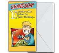 Face Ache Funny Grandson Birthday Card, Humorous Birthday Card Grandson 10 Rather Silly Jokes for your Birthday!..., 130x235mm, Yellow