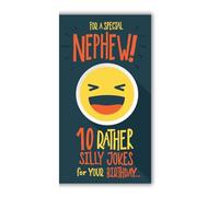 Face Ache Nephew Birthday Card Smiley Face and Text About Silly Jokes, 5 x 9 inches