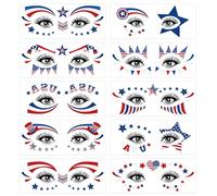Face Arm American Independence Day Flower Arm Tattoo Sticker American Flag Pattern Decorative Water Transfer Sticker Set