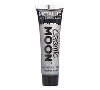Face & Body Metallic Paint by Cosmic Moon - Silver - Water Based Face Paint Makeup for Adults, Kids - 12ml