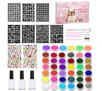 Face Body Paint Kit | Rainbow Water Activated Facepaint Makeup Kit | Art Craft Facepaint Brushes Stencils for Celebrations Cosplay Halloween Parties Christmas Stage Performances Children's
