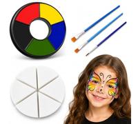Face Body Paint Palette 6 Colours, Water Based Halloween Makeup Kit with 3 Brushes 6 Sponges, Cosmetic Face Paint for Kids Adults Fancy Dress Party Carnival Cosplay