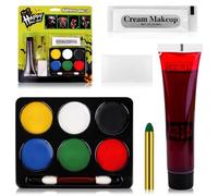 Face Body Paint Set, Halloween Makeup, 6 Colors Face Body Paint + Washable Fake Blood + White Cream Makeup, Face Paint SFX Makeup Kit, Face Painting Kit for Halloween Zombie Skeleton Cosplay Clown