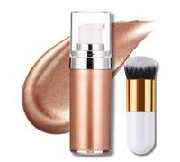 Face & Body Shimmer Oil with Brush,Glow Liquid Highlighter Body Glitter Spray,Waterproof Non-Sticky Lightweight, Face & Body Glow Illuminator,Moisturizing Non-sticky Glow Shimmer Lotion(Rose gold)