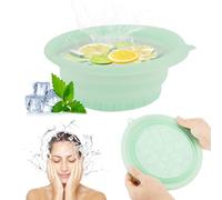 Face Bowl for Ice, Quick Cooling Foldable Silicone Wash Basin with Built-in Ice Tray, Portable Washing Basin for Puffiness Relief,Soothe Skin,Bathroom Accessories (Green)