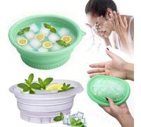 Face Bowl for Ice with Built-In Ice Tray - Collapsible Silicone Facial Ice Bath Bowl for Cold Plunge Therapy, Skin Tightening & Acne Relief - Black Portable Spa Tool for Home & Travel (Purple+Green)