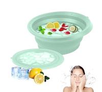 Face Bowl for Ice with Built-in Icetray,Portable Foldable Silicone Face Ice Bath Bowl,Ice Bath Facial Plunge Bowl for Skin Tightening & Acne Relief,Green