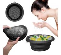 Face Bowl for Ice with Built-In Icetray, Silicone Ice Facial Folding Washbasin, Facial Plunge Bowl, Face Icebath at Home (Black)