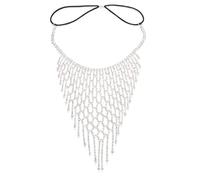 Face Chain Boho Crystal Tassel Face Chain Jewelry Headpiece for Women for Halloween Cosplay Party(Silver)