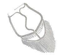 Face Chain Crystal Facial Tassel Mask Face Jewelry for Women Beads Rhinestone Mask for Halloween Cosplay Party(Silver)