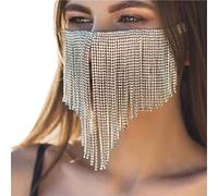 Face Chain Facial Accessories Women Shiny Rhinestone Tassel Creative Mask for Halloween Cosplay Party