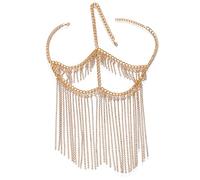 Face Chain Fringe Chain Full Rhinestone Face Jewelry Women Prom Party Mask for Halloween Cosplay Party(Gold)