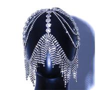 Face Chain Fringed Jewelry Mask Headpiece Women Accessories Full Face Mask Chain for Halloween Cosplay Party(Silver)