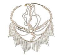 Face Chain Fringed Jewelry Mask Headpiece Women Accessories Full Face Mask Chain for Halloween Cosplay Party(Gold)