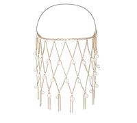 Face Chain Masquerade Tassel Pearl Masks Women Rhinestone Chain Head Decor for Halloween Cosplay Party