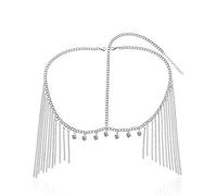 Face Chain Metal Tassel Forehead Rhinestone Pendant Hair Chain Jewelry for Halloween Cosplay Party(Silver)