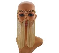 Face Chain Punk Party Shiny Mesh Tassel Veil Metal Chain Face Mask 1920s Belly Dance for Halloween Cosplay Party
