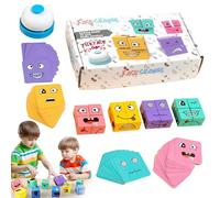 Face Changing Magic Cube Game,Interactive 3D Shapes Puzzle Games for Kids, Creative Wooden Face Changing Blocks with Rotating Expressions, Ideal Christmas & Birthday Gift