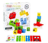 Face Changing Magic Cube Game, Puzzle Building Cube Faces, Wooden 3d Sensory Toy with Bell, Educational Puzzles Toy Board Games Gift for Kids Christmas Birthday