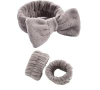 Face Cleaning Headbands 1/2/3Pcs Face Wash Absorbent Wristband Headband Hair Accessories Set Women Girls Coral Fleece Bands Cuff Waterproof(3pcs Light Coffee)