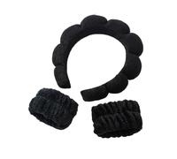 Face Cleaning Headbands 3Pcs Fashion Microfiber Washing Wristbands Scrunchies Puffy Headband Spa Bubble For Face Makeup Shower Skinca(GRAY)