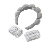 Face Cleaning Headbands 3Pcs Fashion Microfiber Washing Wristbands Scrunchies Puffy Headband Spa Bubble For Face Makeup Shower Skinca(Pink)
