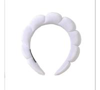 Face Cleaning Headbands Fashion Microfiber Washing Wristbands Scrunchies Puffy Headband Spa Bubble For Face Makeup Shower Skincare(White)