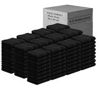 Face Cloth Pack of 6, 12, 24, 36, 48, 96 Soft Flannels Set100% Egyptian Cotton Face Towels Quick Dry Washcloths 30x30cm Gym, Golf, Spa Small Hand Towels 500-GSM (Black, 96)