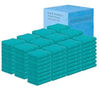 Face Cloth Pack of 6, 12, 24, 36, 48, 96 Soft Flannels Set100% Egyptian Cotton Face Towels Quick Dry Washcloths 30x30cm Gym, Golf, Spa Small Hand Towels 500-GSM (Teal/Turquoise, 6)
