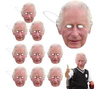 Face Cover - 10-Pack Party Maśk | King Charles III Face Cover For Coronation Decorations, Realistic Celebrity British Royal Costume, 8.3x10.6in Soft Durable Fancy Dress Street Celebration