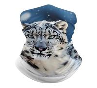 Face Cover Blue Eyed Snow Leopard UV Protection Tube Scarf Decorative Bandana for Skiing Yoga 26X30cm