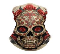 Face Cover Red Roses Sugar Skull Novelty Half Face Scarf Anitdust Facial Shield for Men Climbing 26X30cm