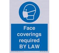 Face coverings required BY LAW Sign - 75x100mm - A7P