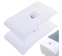 Face Covers for Massage Table, 2pcs 16x32in Microfiber Massage Bed Cover with Face Hole, Massage Table Headrest Covers, Reusable Beauty Bed Cover for SPA Massage (White)
