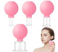 Face Cupping Set, 4 Piece Glass Silicone Cupping Set, Massage Vacuum Suction Cupping Therapy Set for Body Face Leg Arm Back Shoulder Muscle, 2, Face Cupping Set