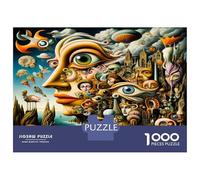 Face Eye Gear 1000 Pieces Jigsaw Puzzle Surreal Steampunk Dream Jigsaw Puzzle Set Premium Cardstock Decompression Wall Decoration Gifts Women Men Cognitive Development Puzzle 52x38cm/1000pcs