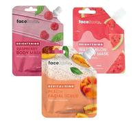 Face Facts Mask Trio - Includes Face Facts Peach Facial Scrub, Watermelon Peel-Off & Raspberry Body Mask - Exfoliating & Brightening Skincare Set for Glowing Skin