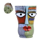 Face Flower Pot - Abstract Head Planter, Resin Human Face Vase with Drainage Hole, Creative Succulents Plant Container Sculpture Decor | for Table Shelf Balcony Patio Garden Porch Living Room Kitchen